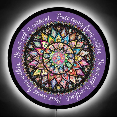 Customize Buddha Peace Quote Mandala LED Sign