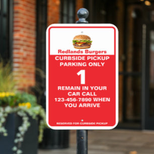 Customize Burger Restaurant Curbside Pickup Park Metal Sign