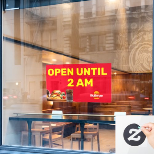 Customize Burger Restaurant  Logo Open Until 2AM   Window Cling