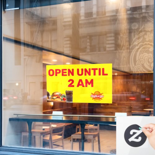 Customize Burger Restaurant  Logo Open Until 2AM  Window Cling
