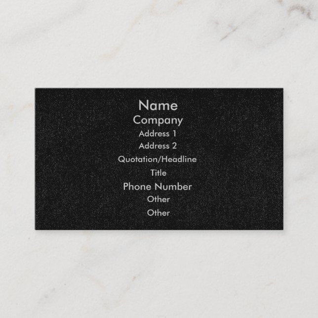 Customize business cards, black speckled denim business card (Front)