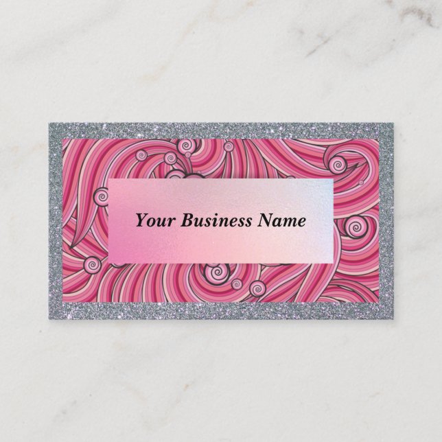 Customize Business Cards Gray & Pink  (Front)