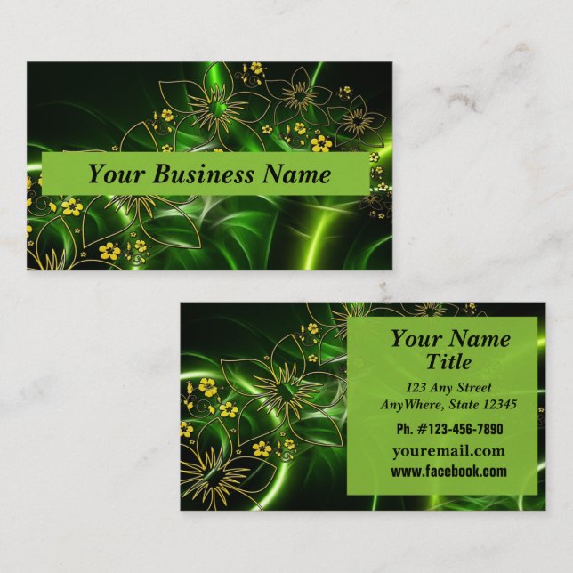 Customize Business Cards Green yellow Black Card (Front/Back)