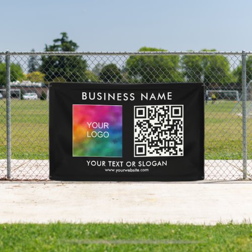 Customize Business Logo QR Code Elegant Outdoor Banner