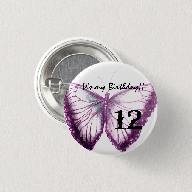 Customize Butterfly Button It's my birthday (Front & Back)