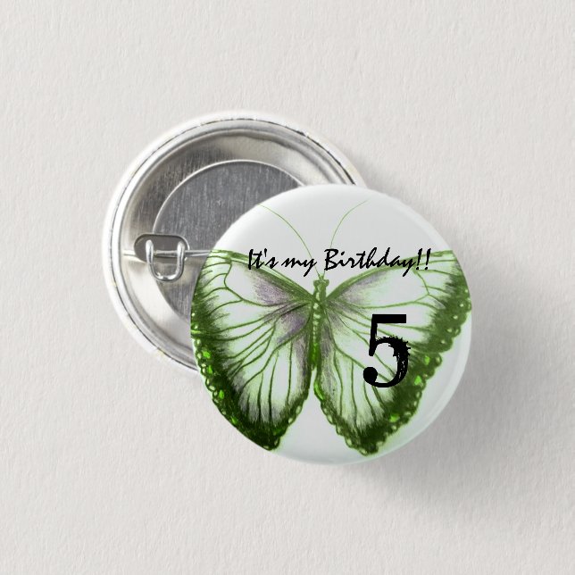 Customize Butterfly Button It's my birthday (Front & Back)