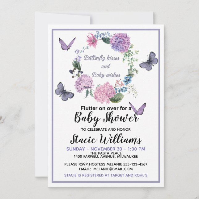 Customize Butterfly Kisses Baby Shower Invitation (Front)