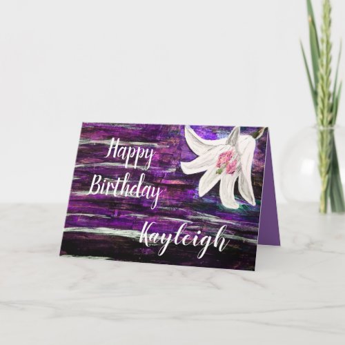 Customize by Name Happy Birthday Flower Design Card