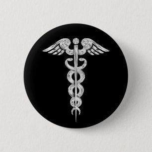 Customize - Caduceus Medical Symbol Snake Staff Button
