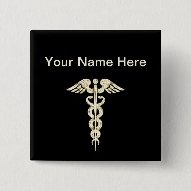 Customize Caduceus Medical Symbol Snake Staff Button Zazzle