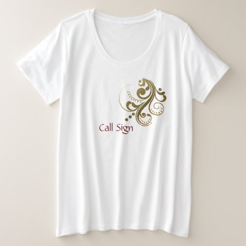 Customize Call Sign Womens Gold Scroll T_shirt