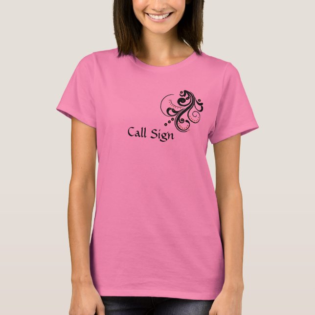 Customize Call Sign Women's Ham Radio Scroll Shirt (Front)