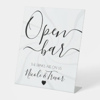 Customize: Calligraphy Heart Retro Open Bar Pedestal Sign