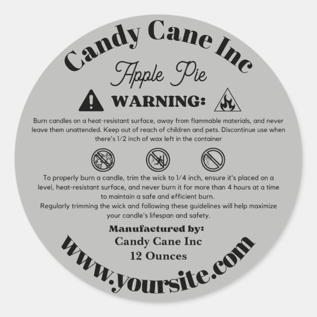 Customize Candle Warning Labels Small business (Front)