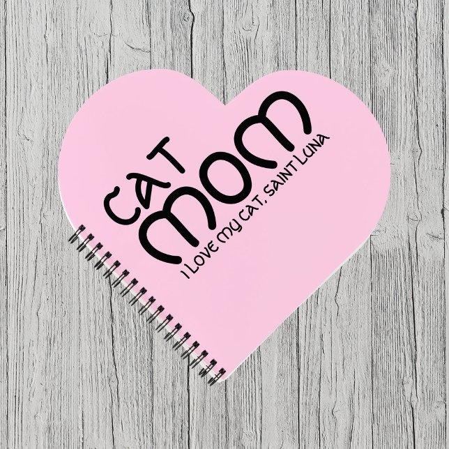 Customize Cat Mom Pet Lover Funny Quote Black Pink Notebook (Creator Uploaded)