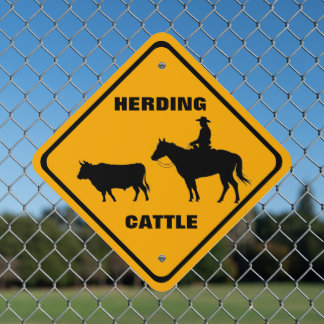 Customize Cattle Herding Crossing Roadway Property Metal Sign