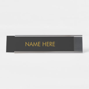 customize, change name text black simil gold desk name plate