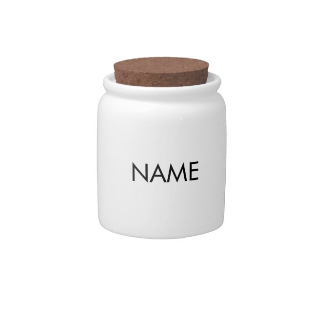 customize, change name text black white candy jar (Front)