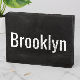 customize change name text black white wooden box sign