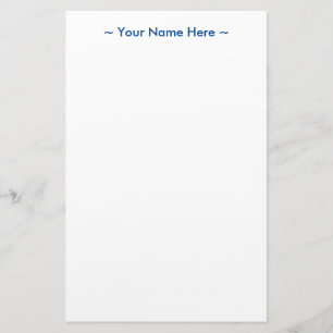 customize change name text blue white stationery