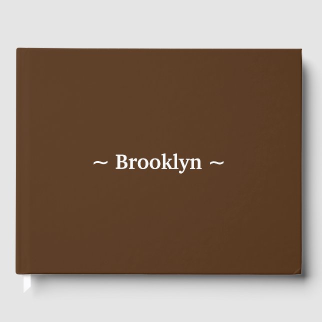 customize change name text brown guest book (Front)