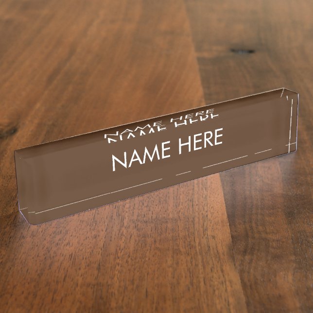 customize, change name text brown white desk name plate (Side)