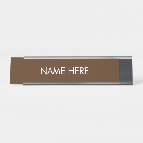 customize change name text brown white desk name plate