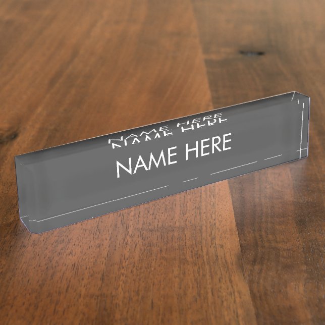 customize, change name text charcoal white desk name plate (Side)