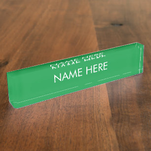 customize, change name text green white desk name plate