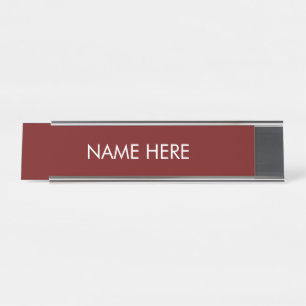 customize, change name text maroon wine white desk name plate