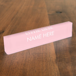 customize, change name text pink white desk name plate