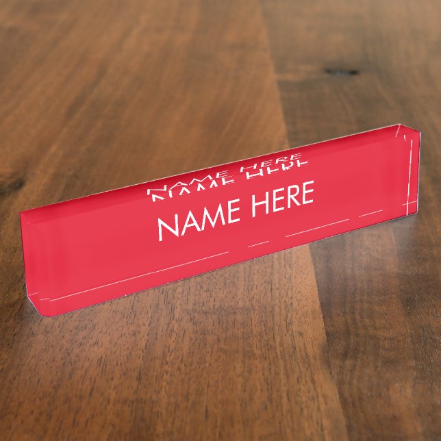 customize, change name text red white desk name plate (Side)