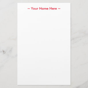 customize change name text red white stationery