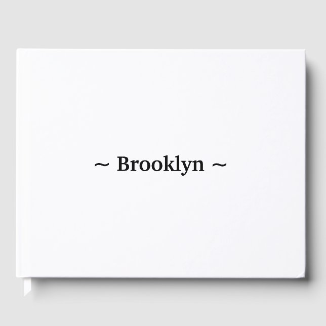 customize change name text white black guest book (Front)
