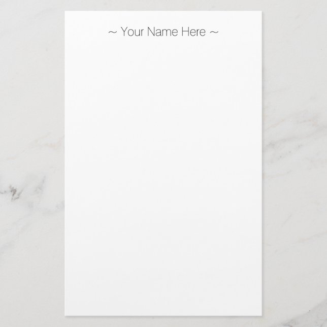 customize change name text white black stationery (Front)