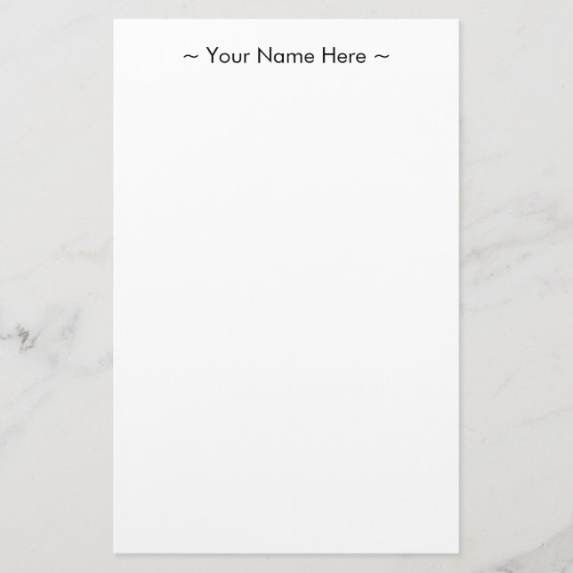 customize change name text white black stationery (Front)