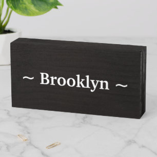 customize change name text white black wooden box sign