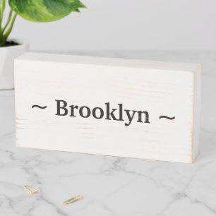 customize change name text white black wooden box sign