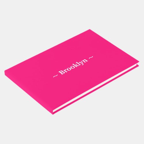 customize change name text white fuchsia pink guest book
