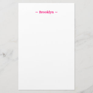 customize change name text white fuchsia pink stationery