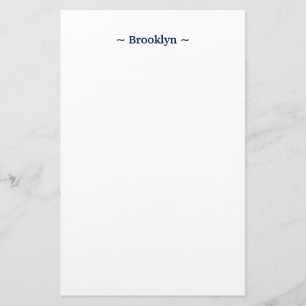 customize change name text white navy blue stationery