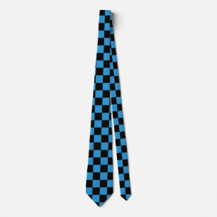 Customize Checkered Black and Turquoise Neck Tie