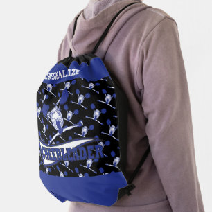 Customize 📣 Cheerleader    Dark Blue & Black Drawstring Bag