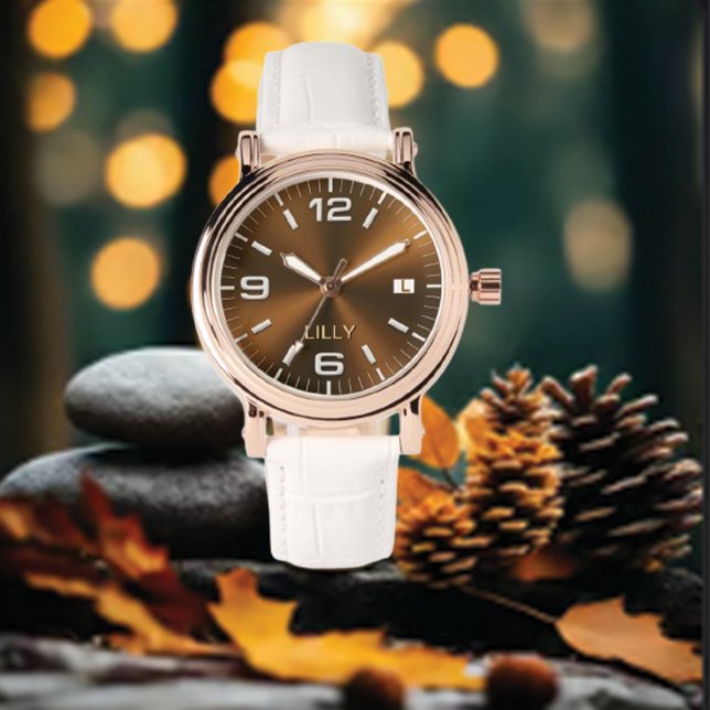 Customize Chic Monogram Girly Gold Metal  Watch (Creator Uploaded)