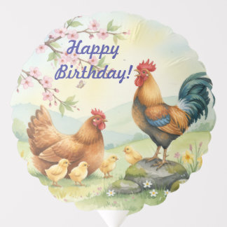 Customize Chicken country happy birthday balloon