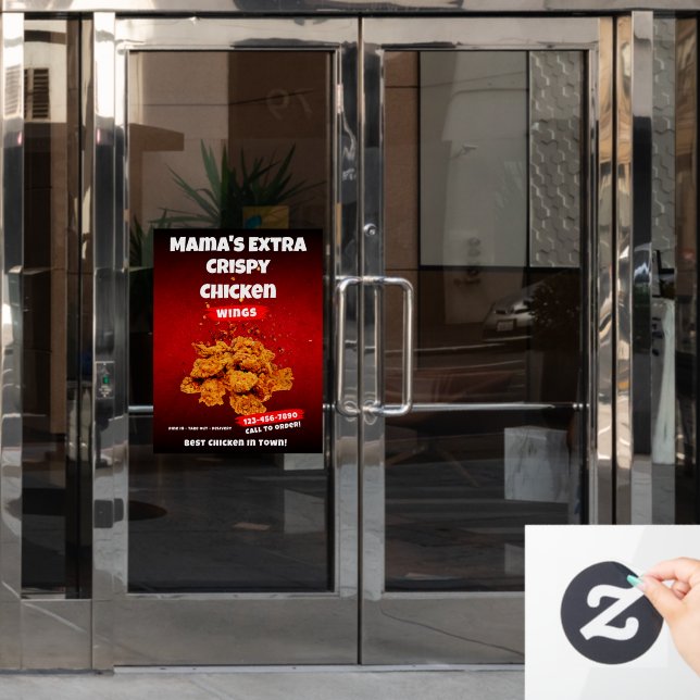 Customize Chicken Wing Restaurant Large Front Door Window Cling (Office Door)