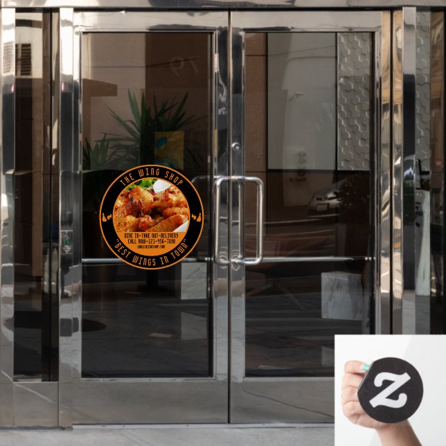 Customize Chicken Wing Restaurant Large Front  Win Window Cling (Office Door)