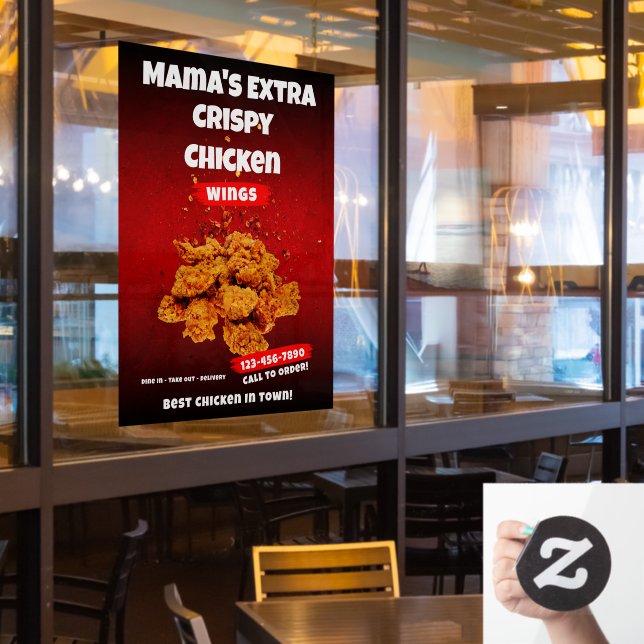 Customize Chicken Wing Restaurant Large Front Window Cling (Restaurant Window)