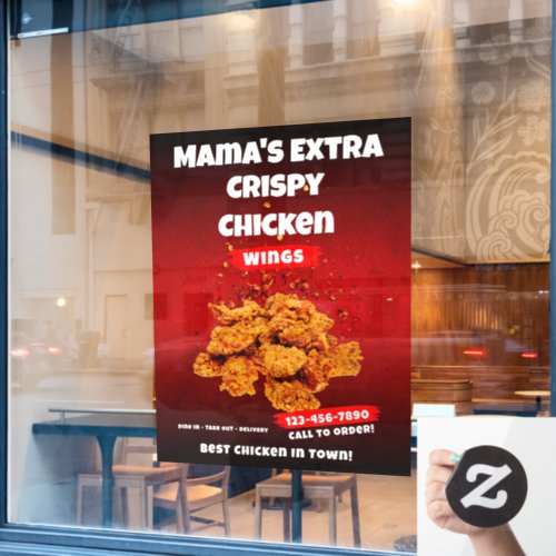 Customize Chicken Wing Restaurant Large Front Window Cling