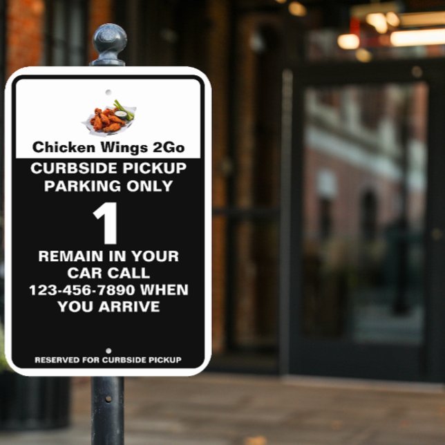 Customize Chicken Wings Shop Curbside Parking Meta Metal Sign (Creator Uploaded)